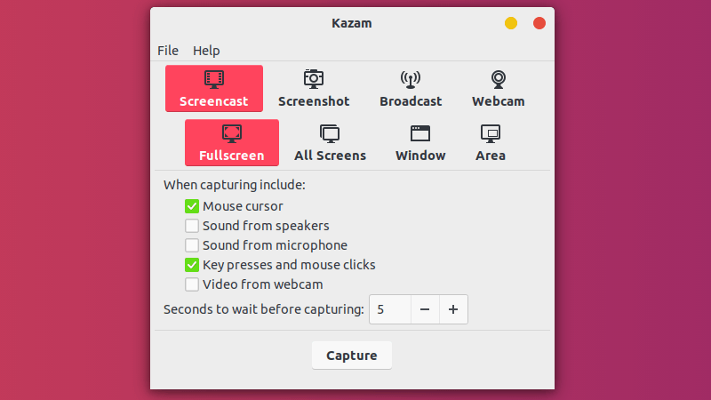 Kazam on sale for ubuntu