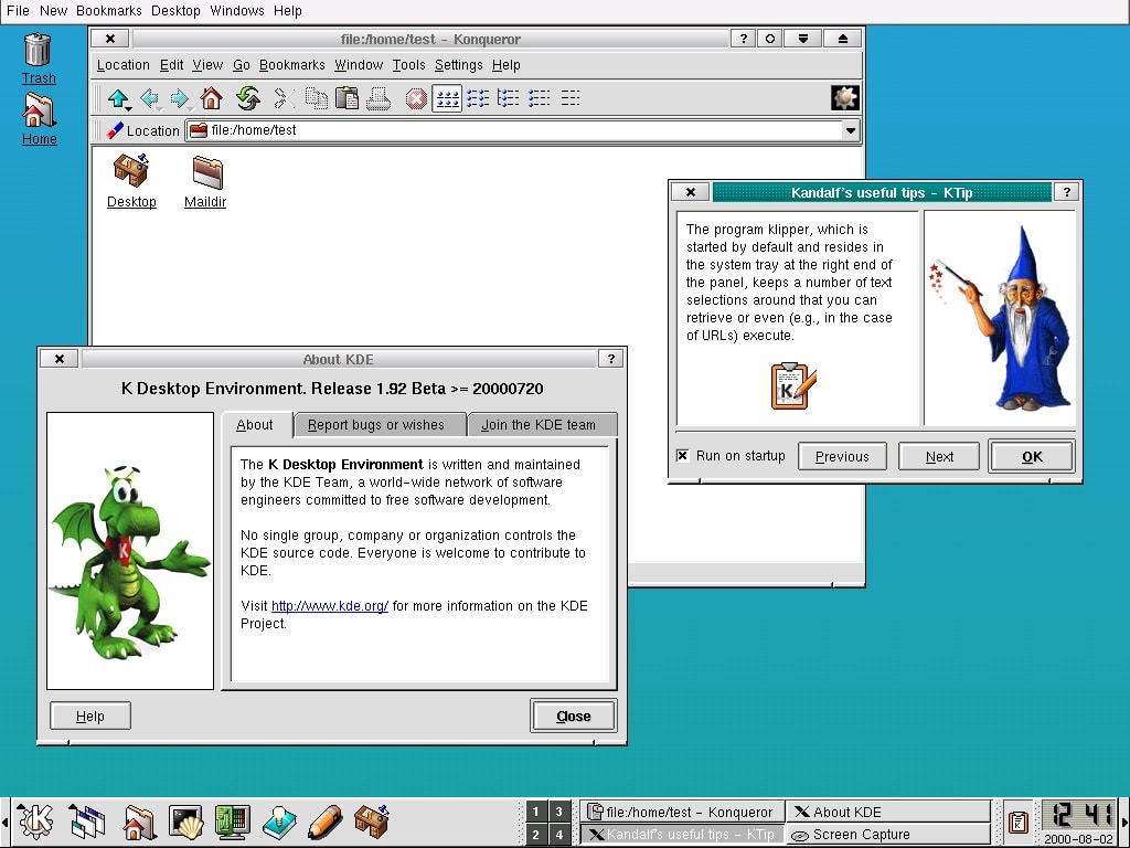 Screenshot of earlier version of KDE desktop
