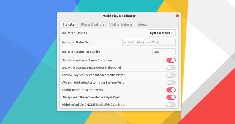 Configuration option for Media Player Indicator in GNOME