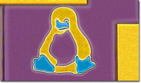Smallest image of Tux. The size is about 130 microns.