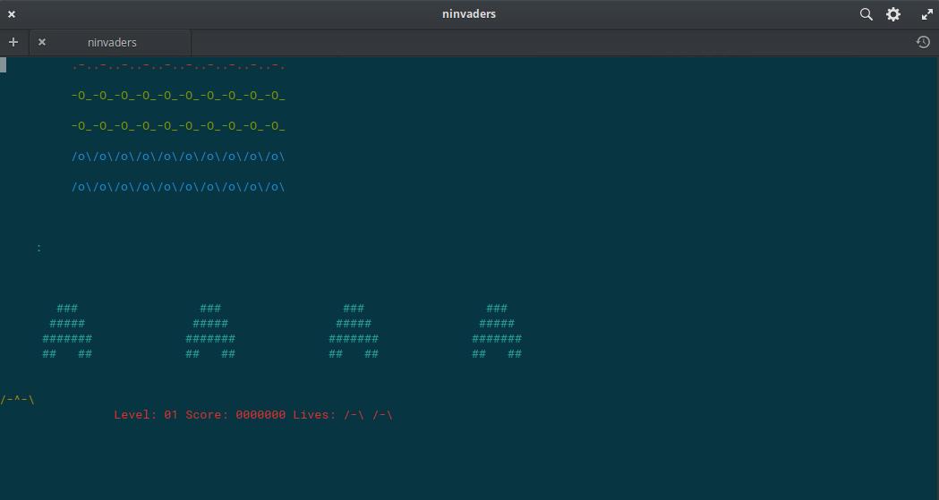 Ninvaders terminal game for Linux
