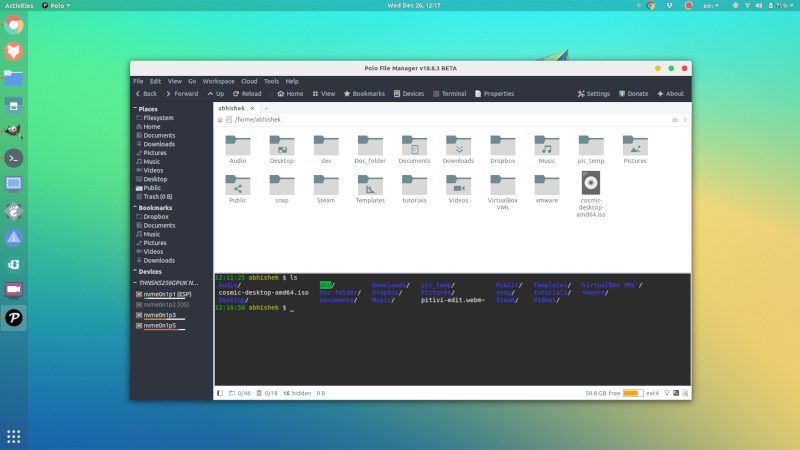 Polo File Manager in Ubuntu Linux
