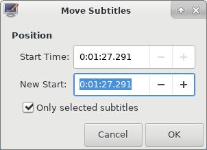 Move subtitles using Subtitle Editor in Linux