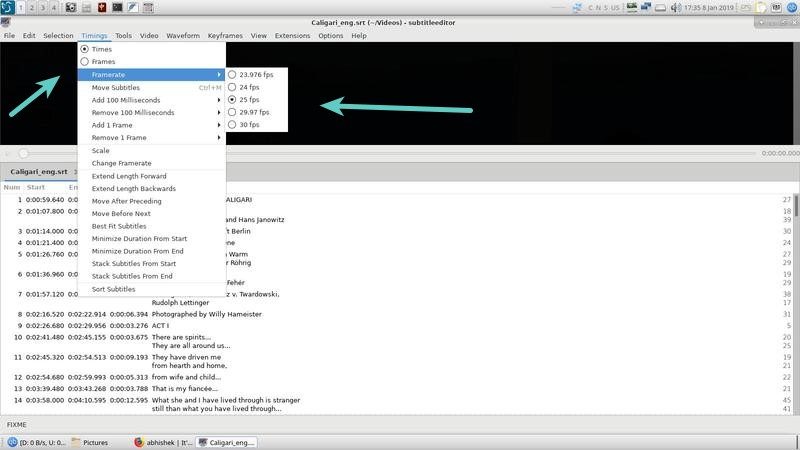 synchronize frame rates of subtitles in Linux