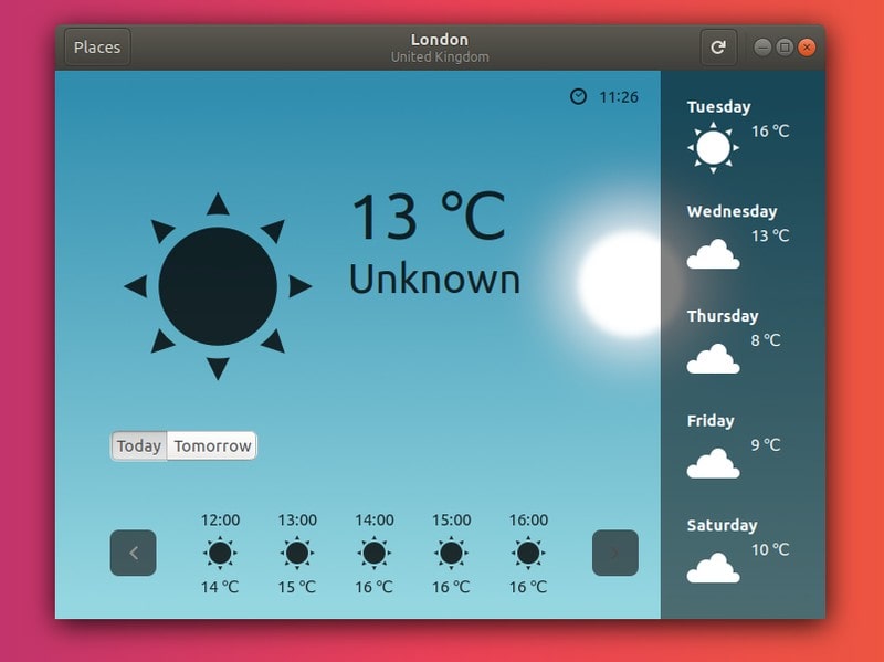 Gnome Weather App UI