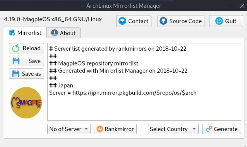 ArchLinux Mirrorlist Manager