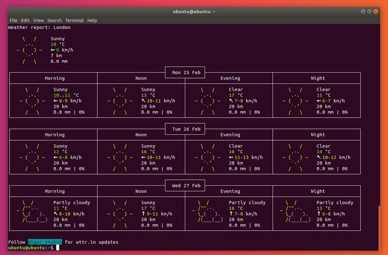 Wttr.in Weather App Terminal