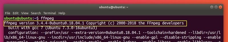 ffmpeg version in Ubuntu