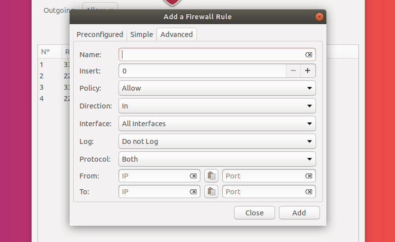 Add an Advanced Rule in GUFW