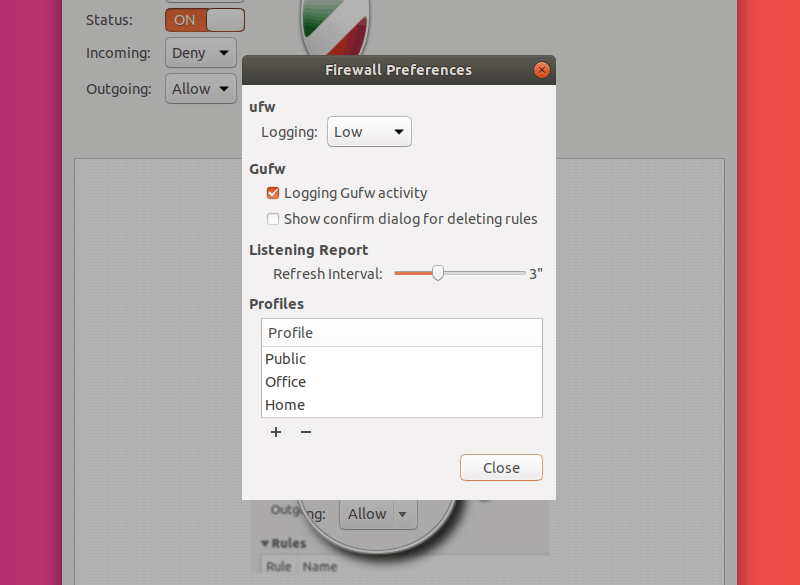 GUFW Preferences Menu