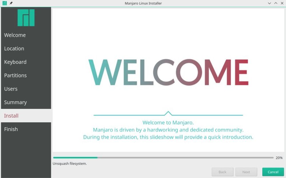 manjaro installer progress
