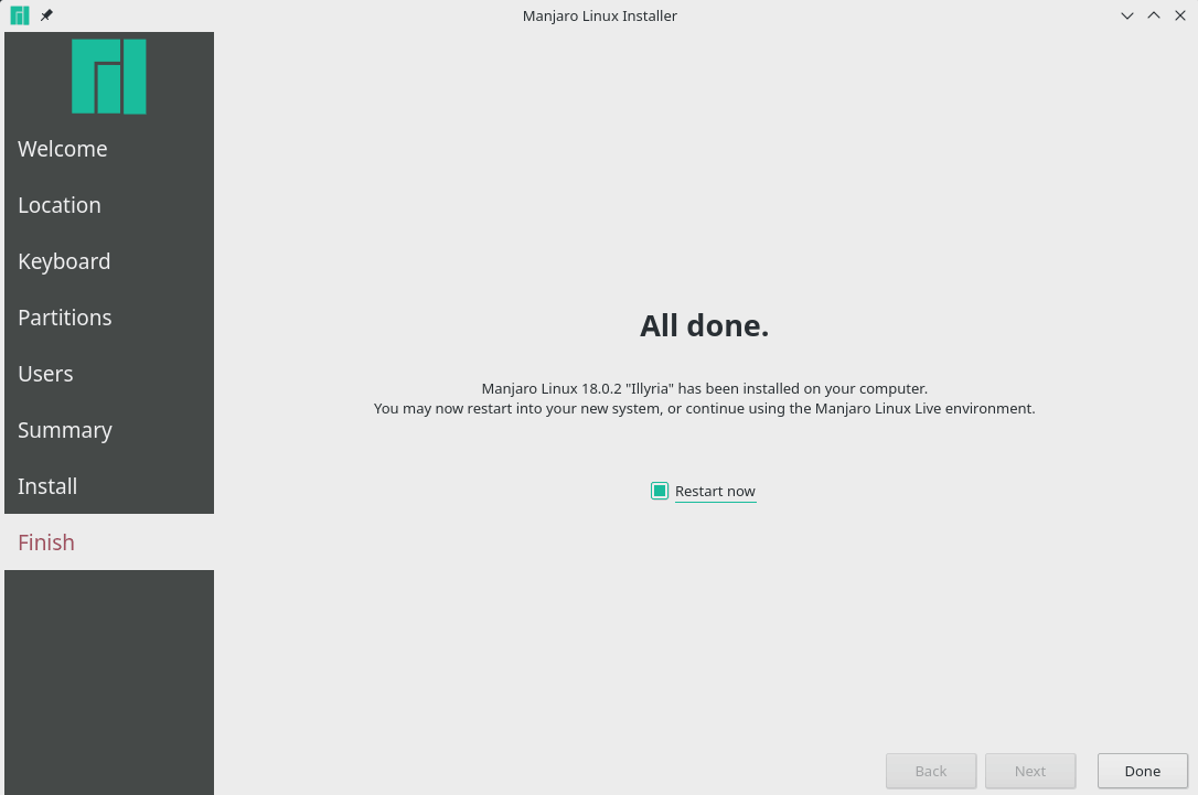 manjaro installer install complete