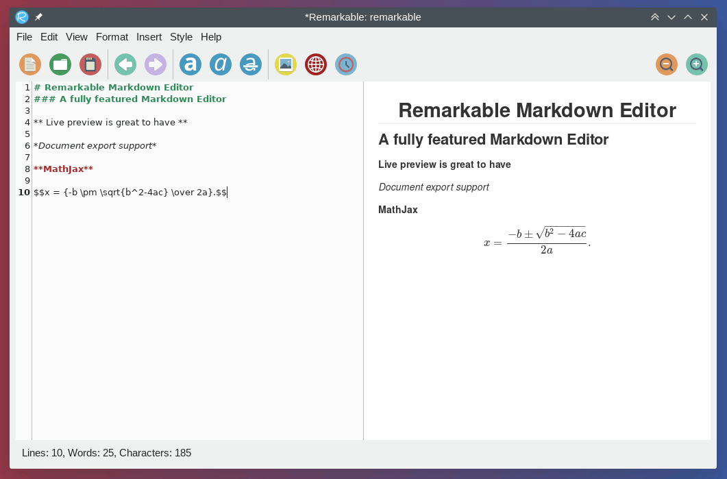remarkable mathjax support markdown