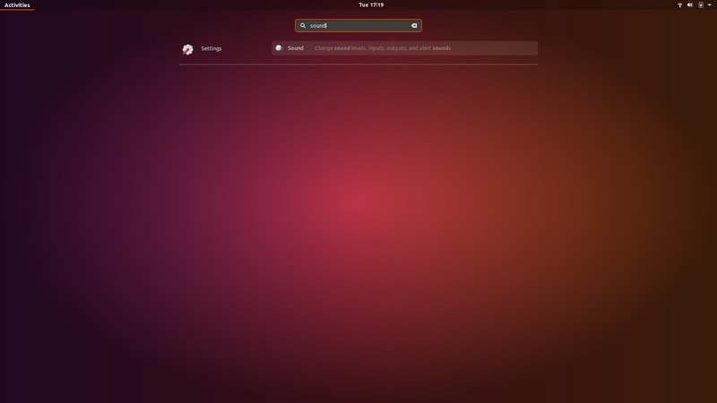 Search for Sound Settings Ubuntu 18.04
