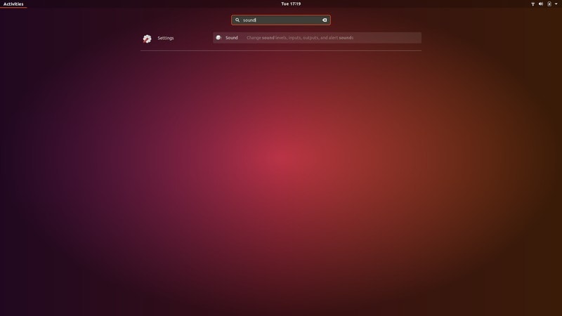 Search for Sound Settings Ubuntu 18.04