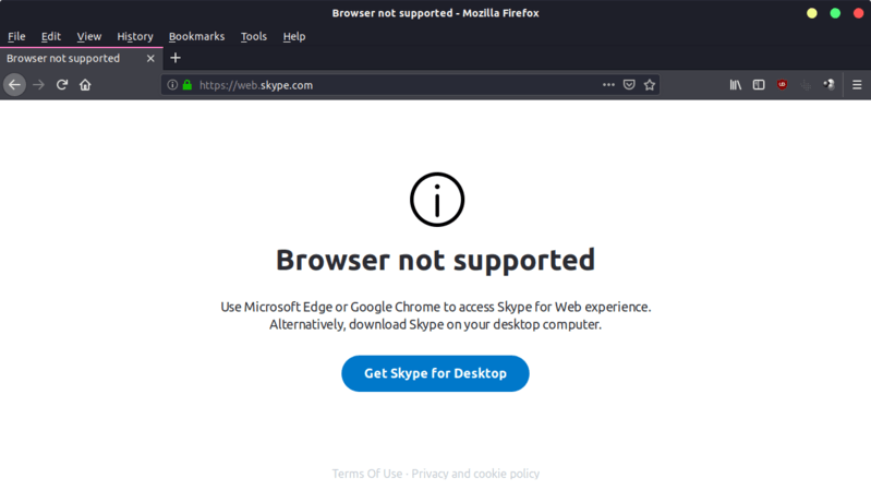 Skype for web is not supported on Mozilla Firefox