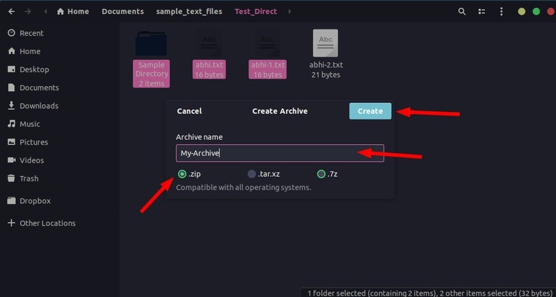 Compress a zip folder in Ubuntu