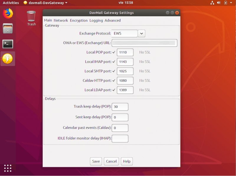 DavMail to enable Exchange support in Linux