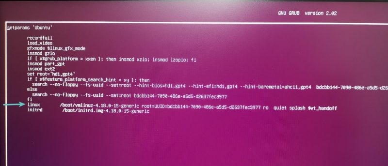 Editing grub to fix frozen boot issue with Ubuntu Linux