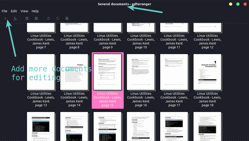Add more PDF files for merging in Linux with PDFArranger application