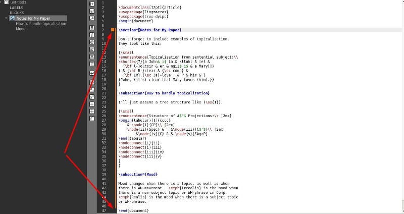 code folding texmaker