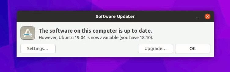Ubuntu 19.04 upgrade from Ubuntu 18.10