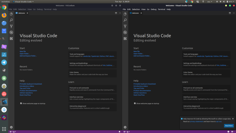 VScode vs VSCodium