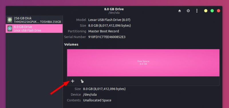 Create a partition on the formatted USB