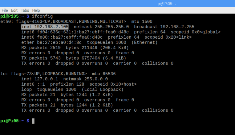 Ifconfig Rapberry Pi