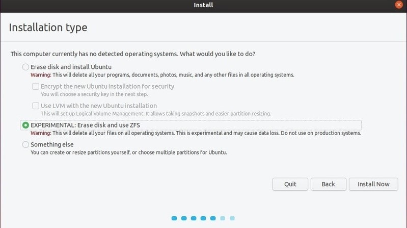 ZFS filesystem support in Ubuntu 19.10