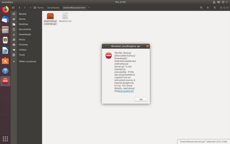 Ubuntu Run Java Jar Error