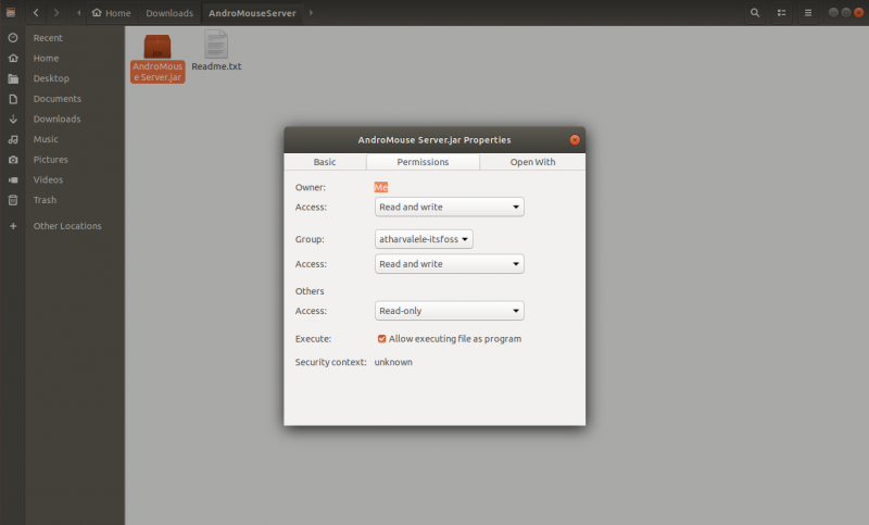 Ubuntu Run Java Jar Permission Set