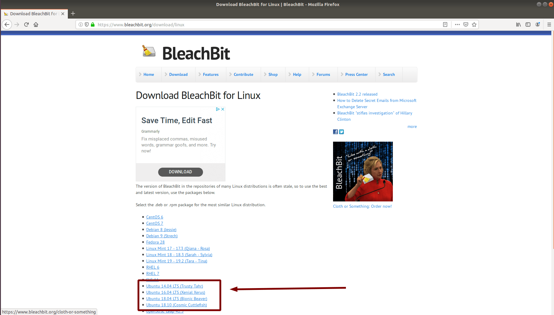 BleachBit Download Page