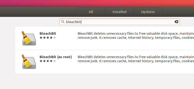 BleachBit in Ubuntu Software Center