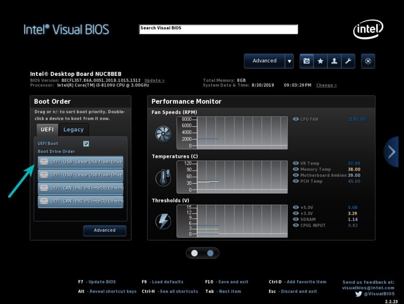 BIOS Settings of Intel NUC