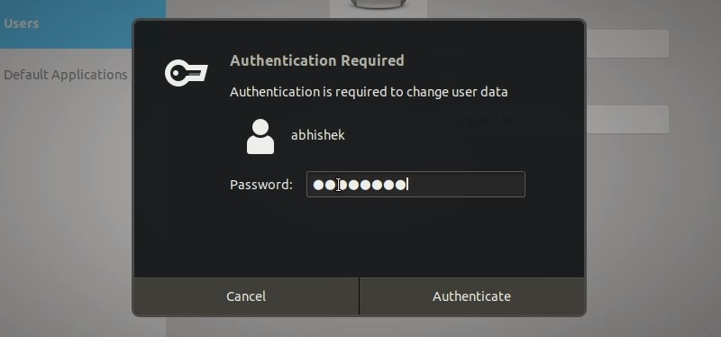 Enter Password Ubuntu
