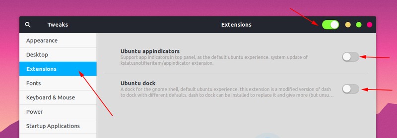 Manage Gnome Extension Tweaks Tool