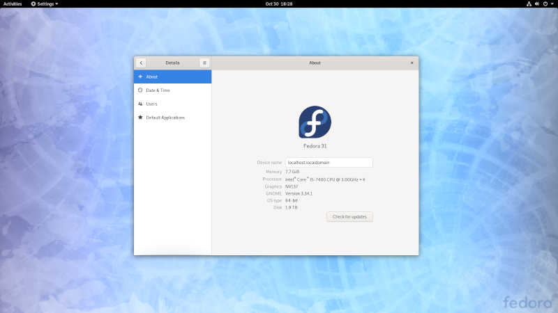 System Settings Fedora