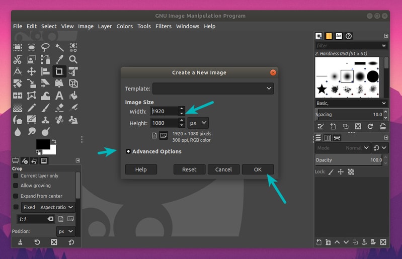 How to remove unwanted line on Gimp 2.10.14