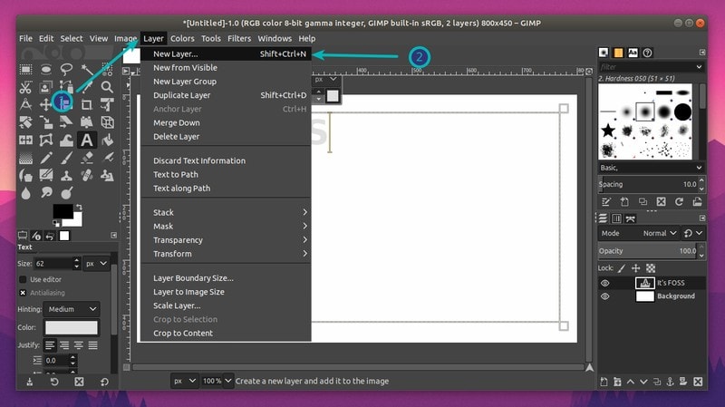 Add a new layer in GIMP