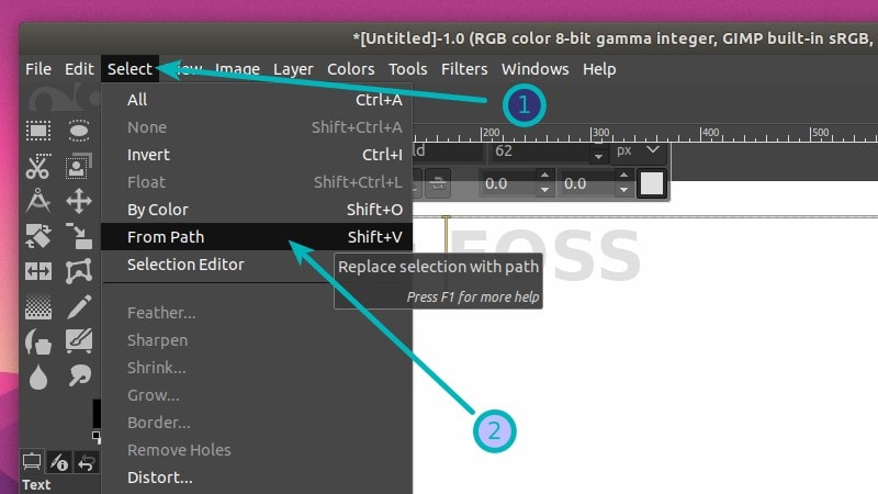 how to make text outline in gimp