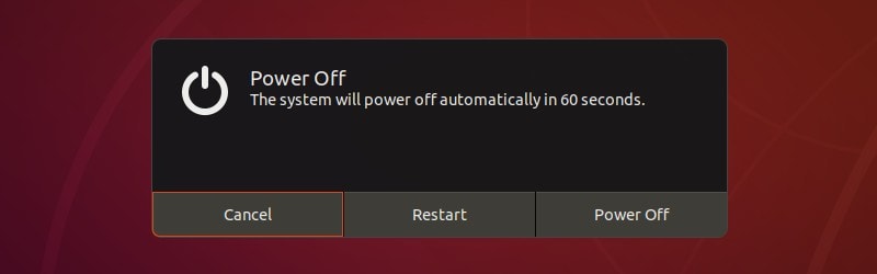 Poweroff Dialgoue Box Ubuntu Gnome