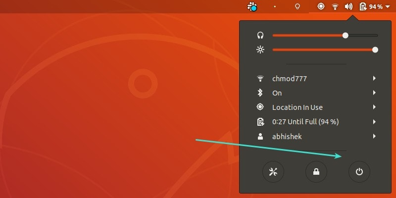 Shutdown Menu Gnome