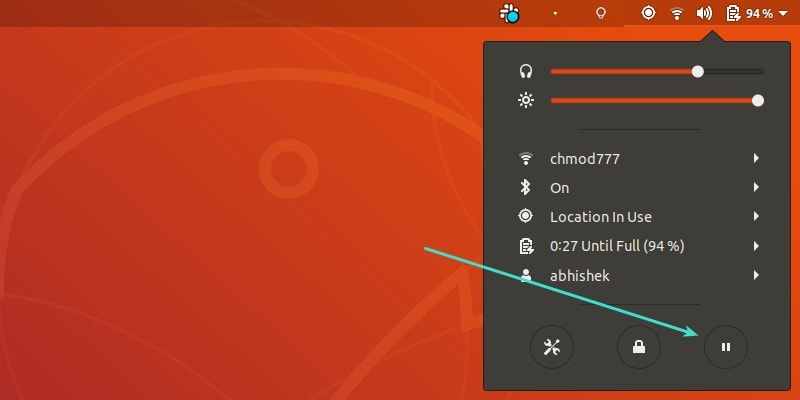 Suspend Option Gnome