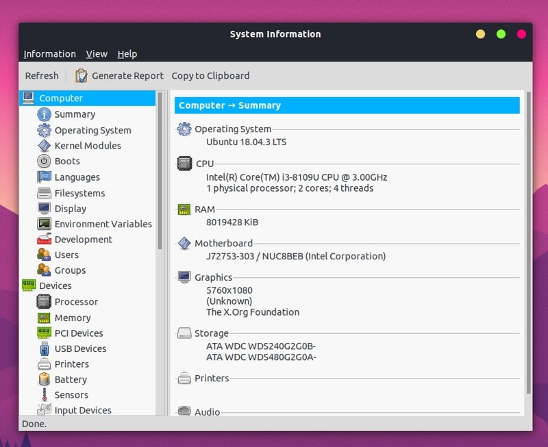 Check Hardware Information on Linux Graphically With Hardinfo