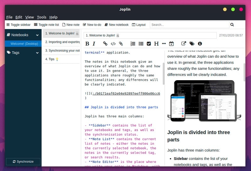 Joplin app in Ubuntu