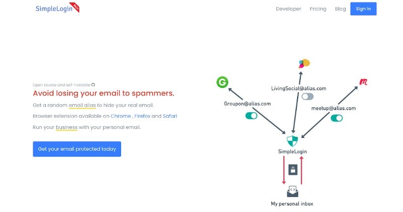 Crie um endereço de e-mail temporário com o SimpleLogin