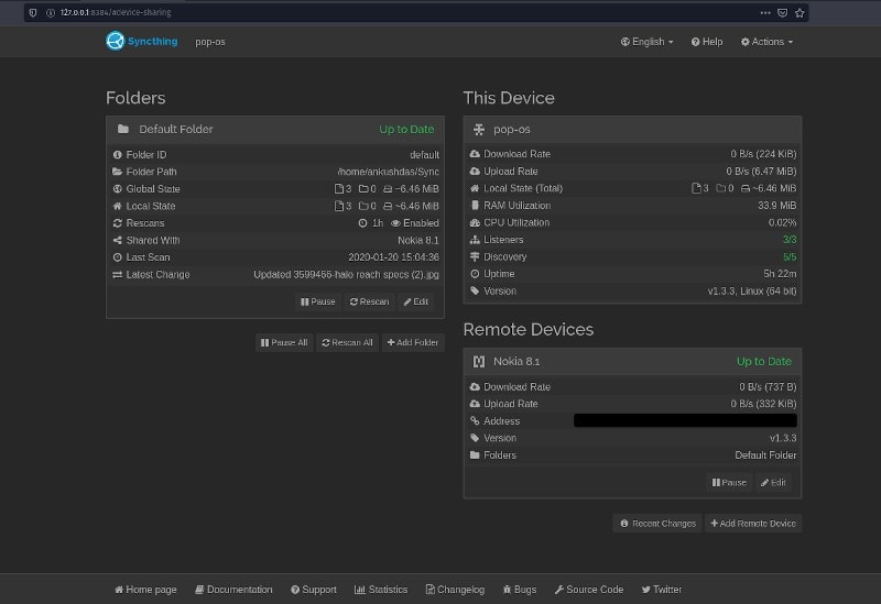 Syncthing Screenshot