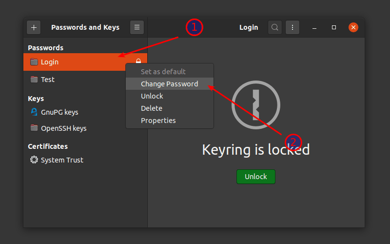Change Keyring Password