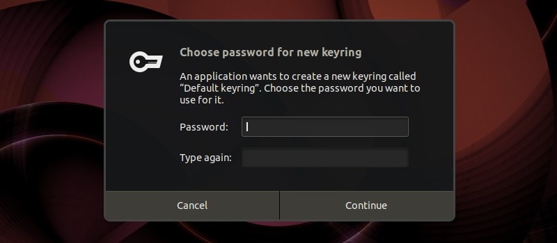New Keyring Password